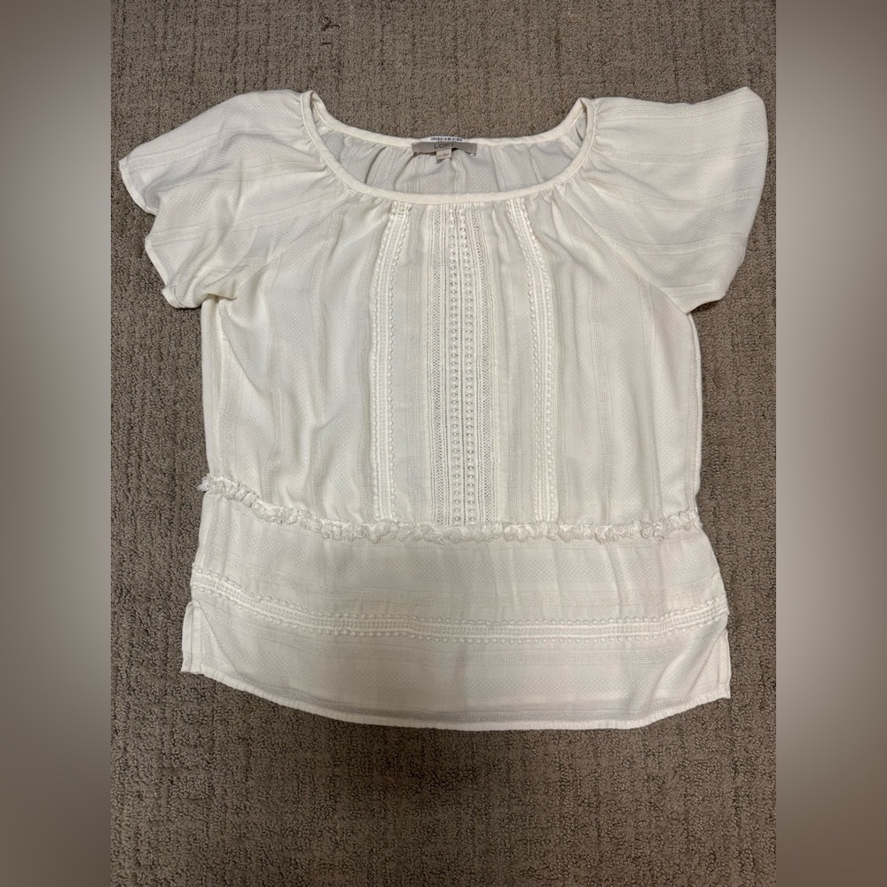 LOFT Cream Blouse with Delicate Detailing